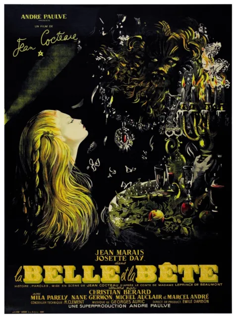 Rep Toile Litho Affiche La Belle Et La Bête Poster Cinema Film 1946 Jean Marais 2