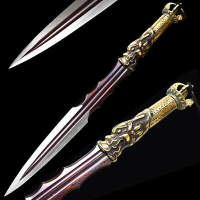 Strong Sharp Damascus Steel Blade Short Sword Hunting Dagger Knife Spear Battle