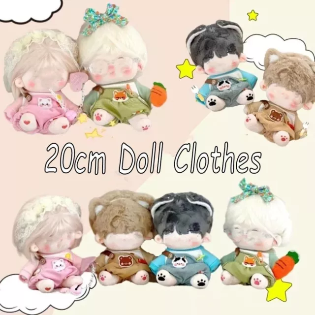 Suspender Pants Cartoon Animal Pattern 20cm Doll Clothes T-shirt Trousers Suit