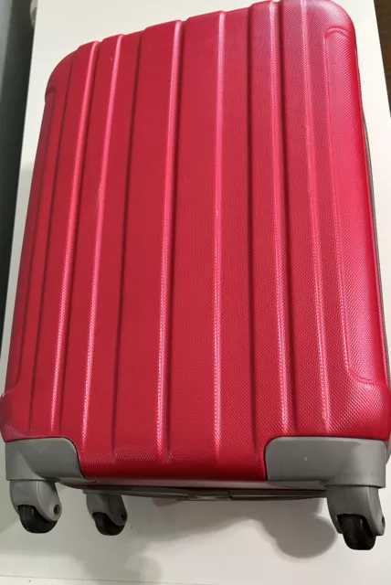 Olympia Carry On Luggage Hot Pink 18”| Hard Sided Suitcase Rolling V Clean