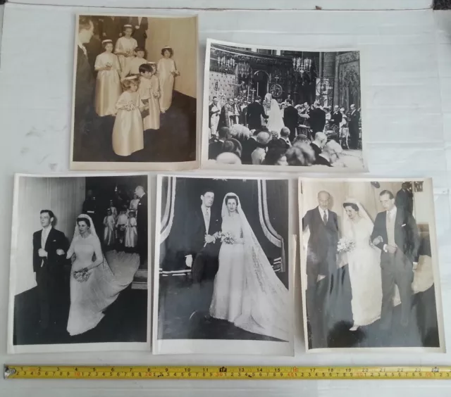 PRINCESS ALEXANDRA / ANGUS OGILVY ROYAL WEDDING 1963 Original PRESS PHOTOS (x5)