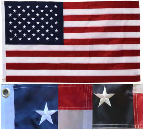 12x18 USA American Flag Nylon Heavy Duty Embroidered Stars Sewn Stripes Grommets