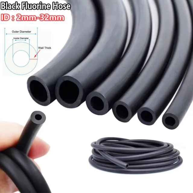 Black Fluorine Rubber Tube Fuel Hose-Engine Petrol Oil Line Fuel Pipe ID 2~32mm
