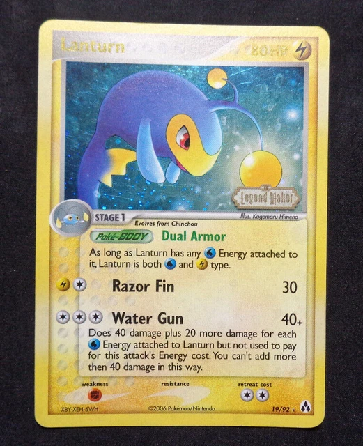 LANTURN 19/92 Reverse Holo Rare EX Legend Maker STAMPED Pokemon Card
