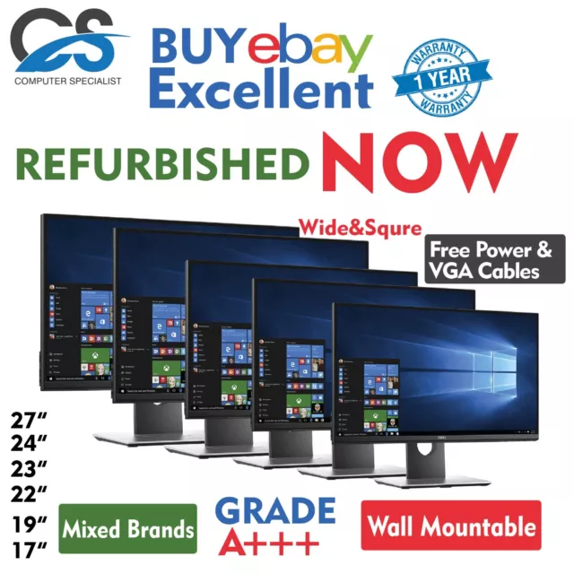 Cheap LCD Monitor 17” 19” 22” 24”27" PC Screen CCTV Dell HP Samsung TFT Monitors