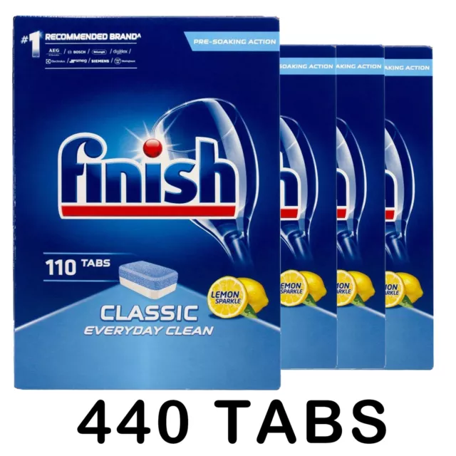 Finish Classic Clean Dishwashing Tablets Tabs Caps Classic Lemon Sparkle 110-440