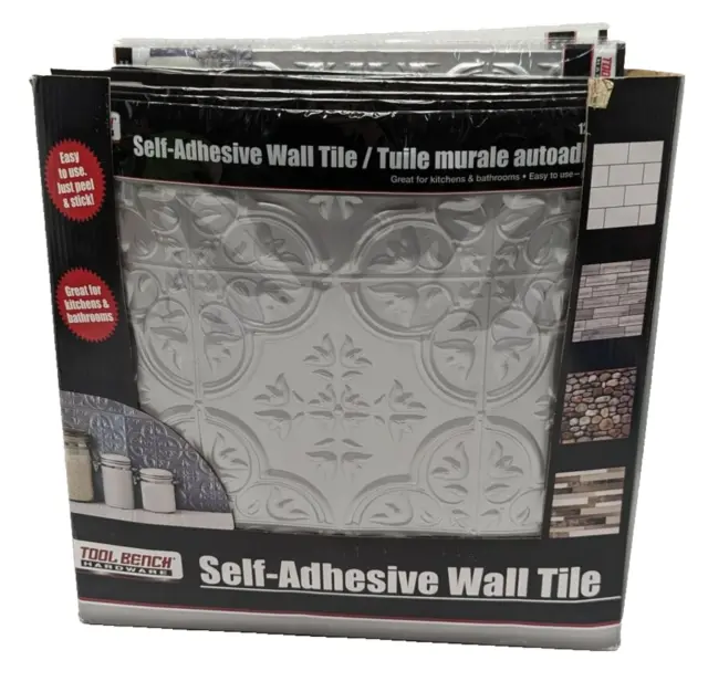 Peel & Stick Backsplash Tile - Self-Adhesive Silver Wall Tiles - Lot of 60