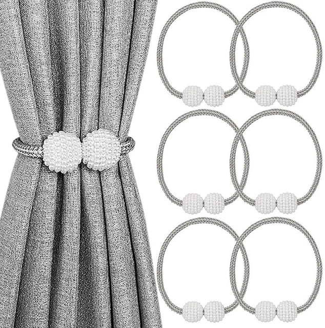 Melaluxe 6 Pack Magnetic Curtain Tiebacks, Decorative Curtain Holdbacks for Wind