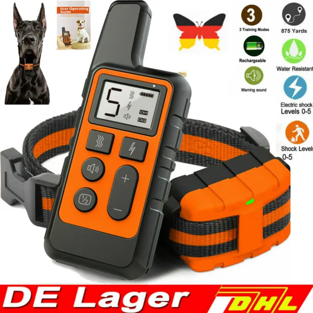 Dog Training Collar USB Rechargeable Electric Shock Remote Control Anti Bark DHL