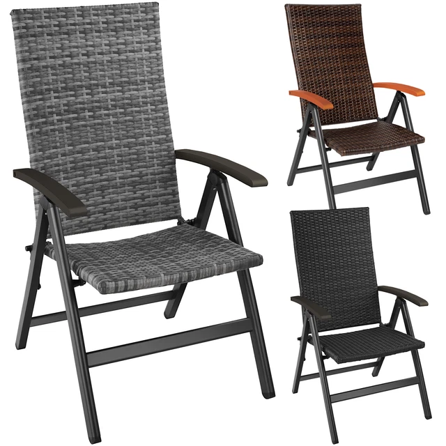ALUMINIUM RATTANSTUHL KLAPPBAR Polyrattan Gartenstuhl Hochlehner