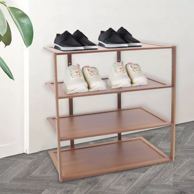 Bamboo Shoe Rack 4-Layer Wooden Shoe Storage Organizer for Home Entryway HOT