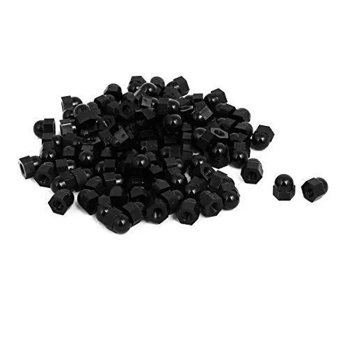 M3 Female Thread Nylon Hex Domed Cap Acorn Nut Black 100pcs
