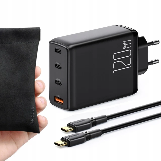 Chargeur de téléphone Mcdodo, GaN, rapide, USB-C/USB, 4 PORTS, 120W, câble usb C