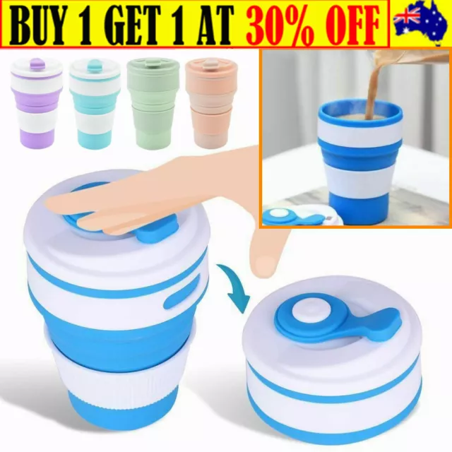 500ml Collapsible Silicone Coffee Cup Mug Reusable Travel Foldable Leak Proof