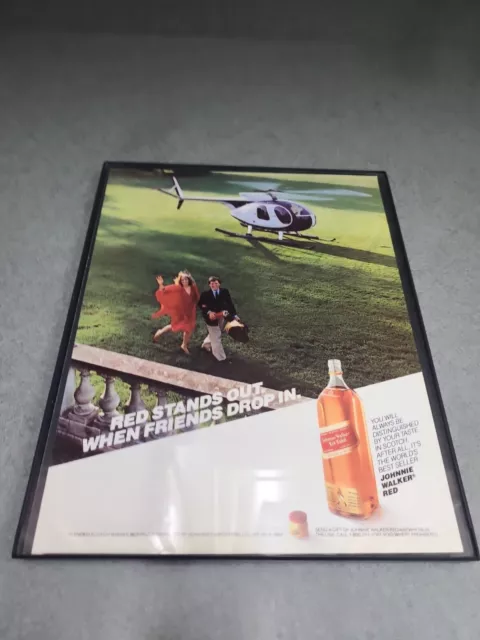 1984 Hughes 500C Helicopter  Johnnie Walker Red Scotch print Ad Framed 8.5x11