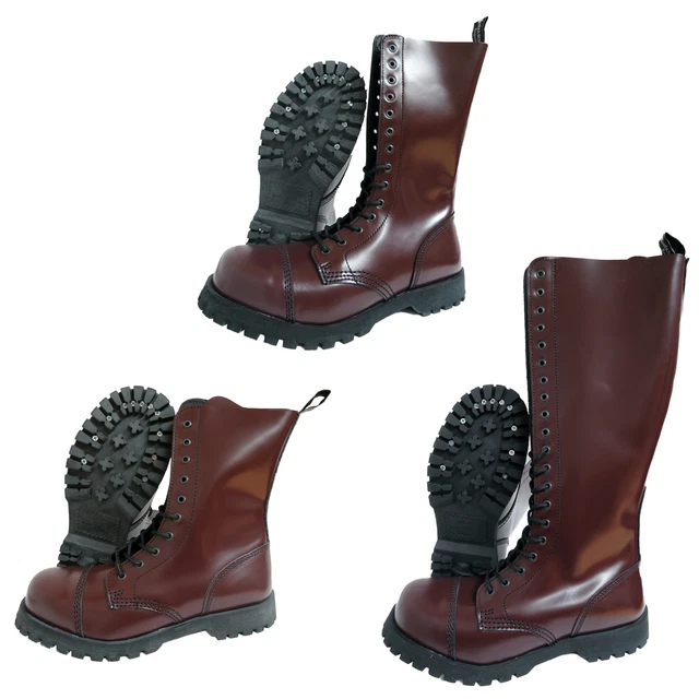 OXBLOOD BOOTS Braces Cherry Rangers 10 14 20 Hole Steel Toe Punk