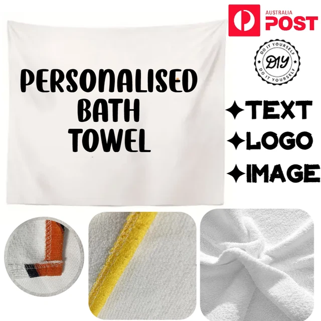 Personalised Bath Towel Beach Custom Embroidered Text Image Logo Name DIY Gifts