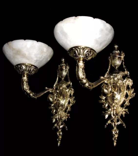 Alabaster wall lights sconces solid bronze custom made by European Lighting