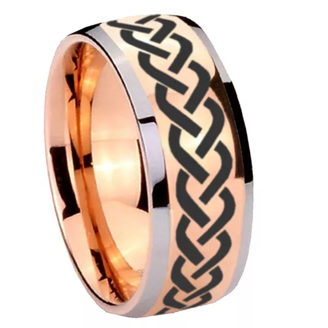 8mm Tungsten Celtic Knot Infinity Engraved Men's Ring