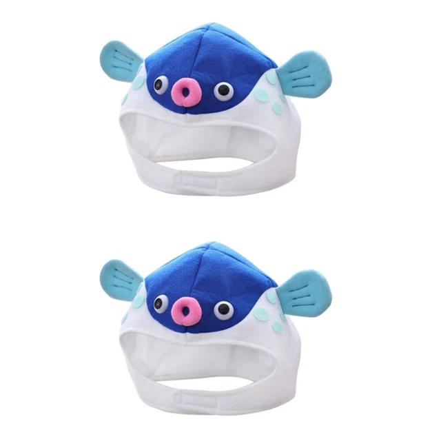 2 Count Cosplay Headwear Fish Shape Cap Winter Animals Plush Stuffing Funny