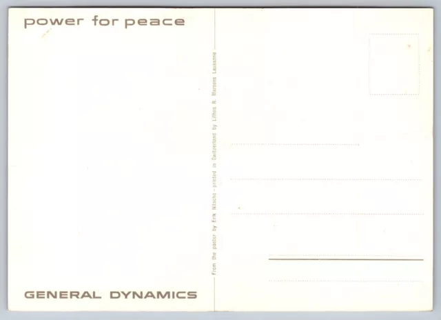 ORIGINAL 1956 ERIK NITSCHE POWER FOR PEACE GENERAL DYNAMICS postcard #8 RED SUN 2