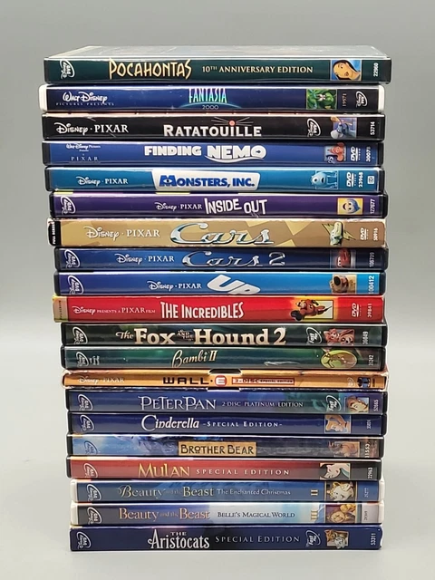 (20) All Walt Disney Pixar DVD Movie Lot, Animated Cartoon Family Kids Children