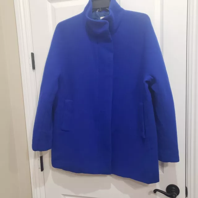J Crew Factory City Wool Blend Coat Womens 18 Bright Blue Nice Condition F5325