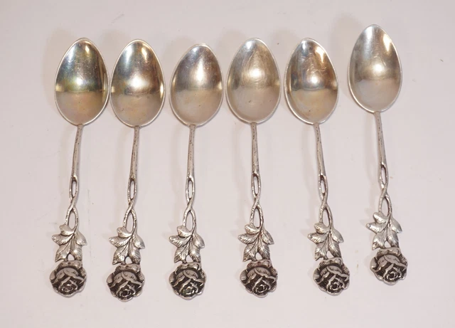 6er Set Molto Vecchio Hildesheim Rosa 800 Vero Argento Caffè Cucchiaino Tè Circa