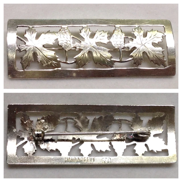 Magnifique Broche 900er Argent Silbernadel Bijoux en Travail Manuel Anciens