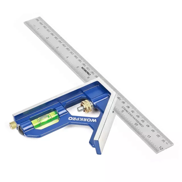 WORKPRO Combination Square 12Inch/300mm, Engineers Set Square, Stainless Steel