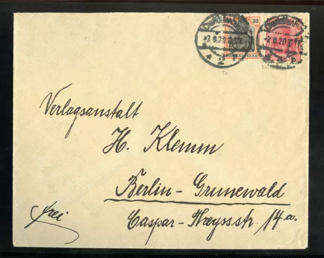 DR Nr.86IIa + 89IIx BRIEF CHARLOTTENBURG 2.6.1920 geprüft BPP !!! (967440)