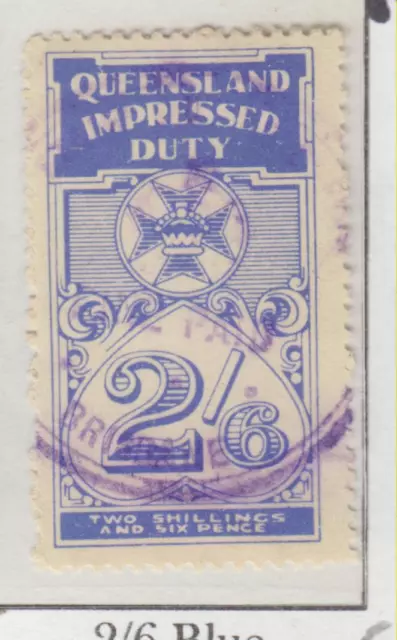 1930-1960 QUEENSLAND 2/6d BLUE IMPRESSED DUTY Q181