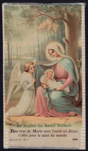 santino antico de la Virgin tela de seda image pieuse holy card estampa