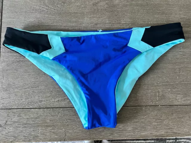 L Space Color Block Johnny Classic Bikini Bottom sz M Purple Reversible