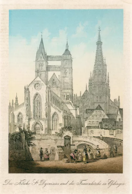 Esslingen Dionysiuskirche Original Lithografie 1860