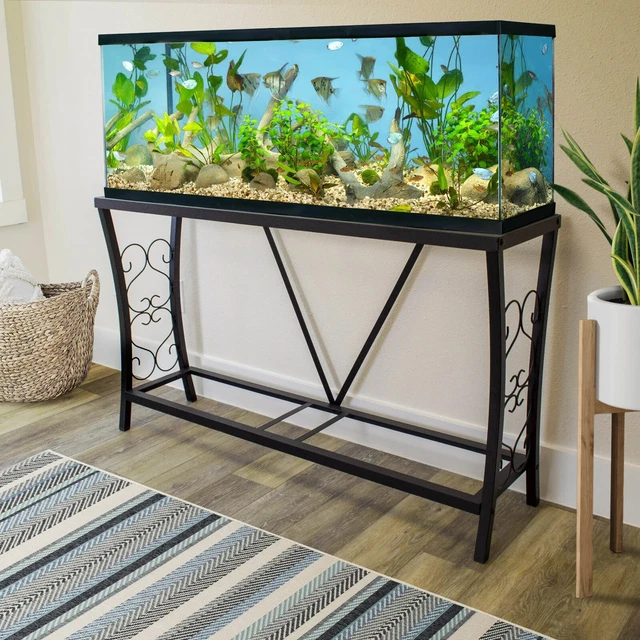 55 Gallon Metal Aquarium Stand Black Finish New
