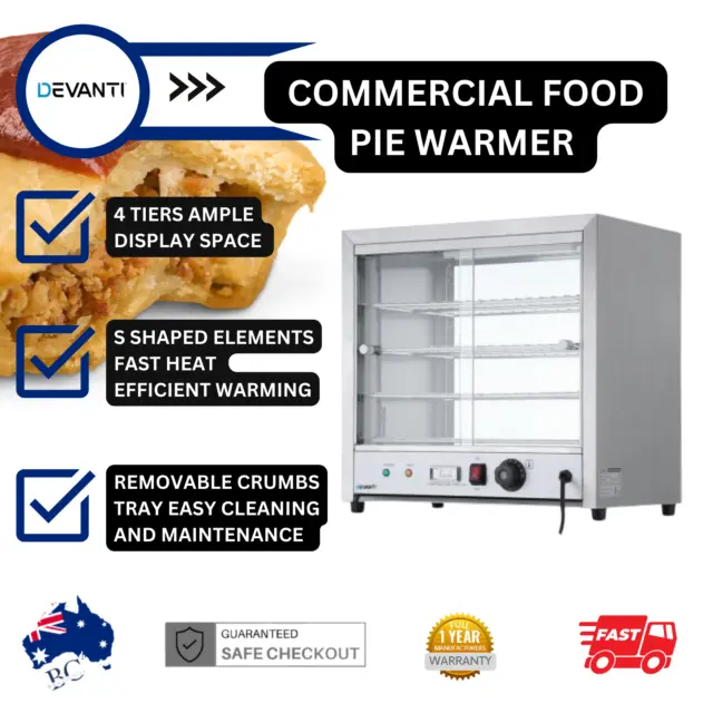 Devanti Commercial Food Warmer Pie Hot Display Electric Heated Display Cabinet