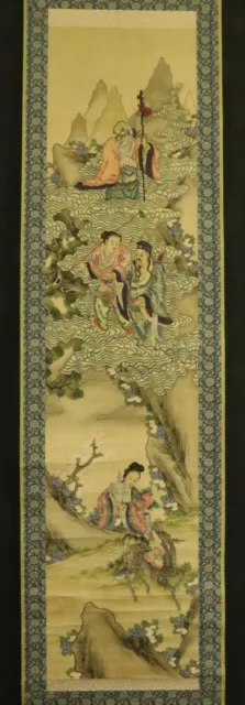 CHINESE HANGING SCROLL ART Painting Figures Asian antique  #E5236