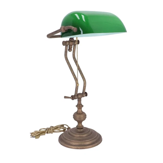 Lampe De Bureau Américaine Old England En Laiton Brunie - Style Ministère - LED