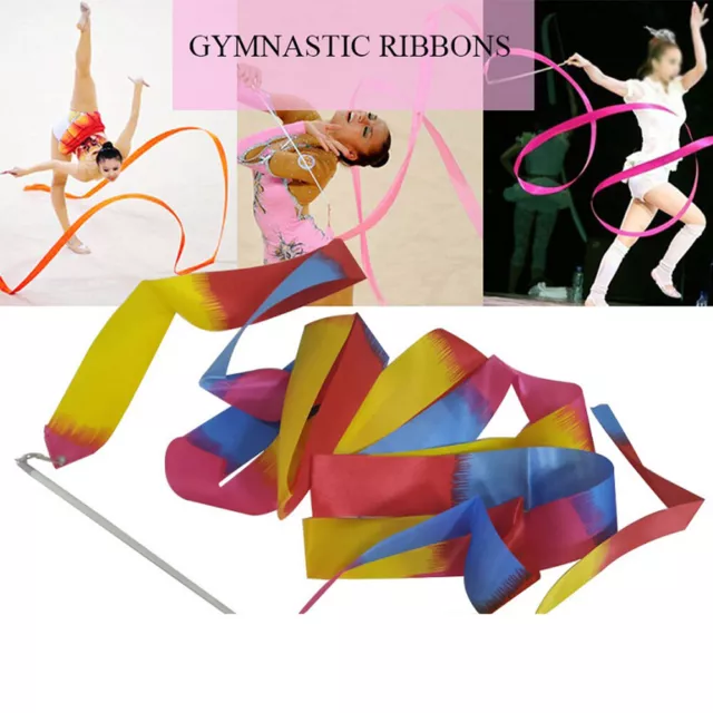 4m Kids Dance Ribbon Gym Rhythmic Art Gymnastic Ballet Streamer Twirling Rod