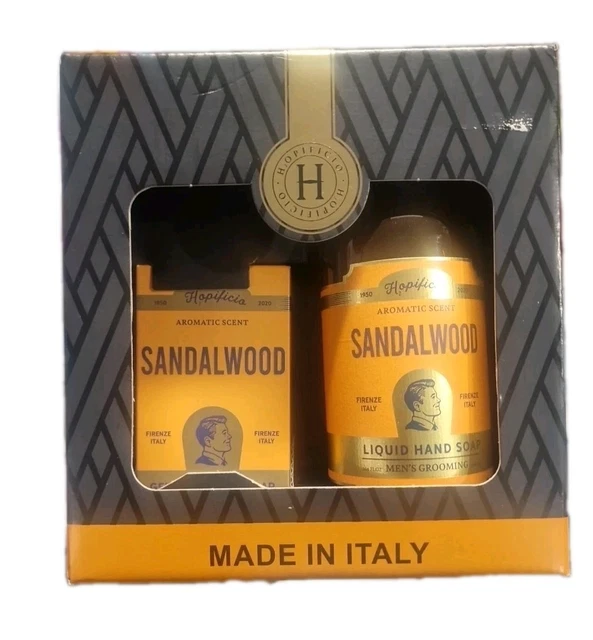 HOPIFICIO SANDALWOOD BAR Soap & Liquid Hand Soap Italian Luxury Gift Set  £21.40