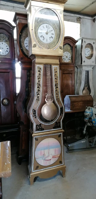 Orologio Da Terra Morbier Comtoise Dorato Funzionante 008