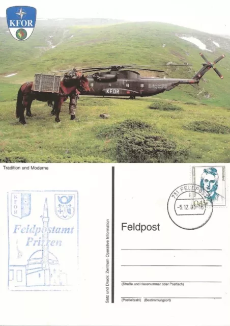 Feldpost Karte KFOR FpA Prizren 731i 5.12.2003 Druck Truppe OpInfo 950