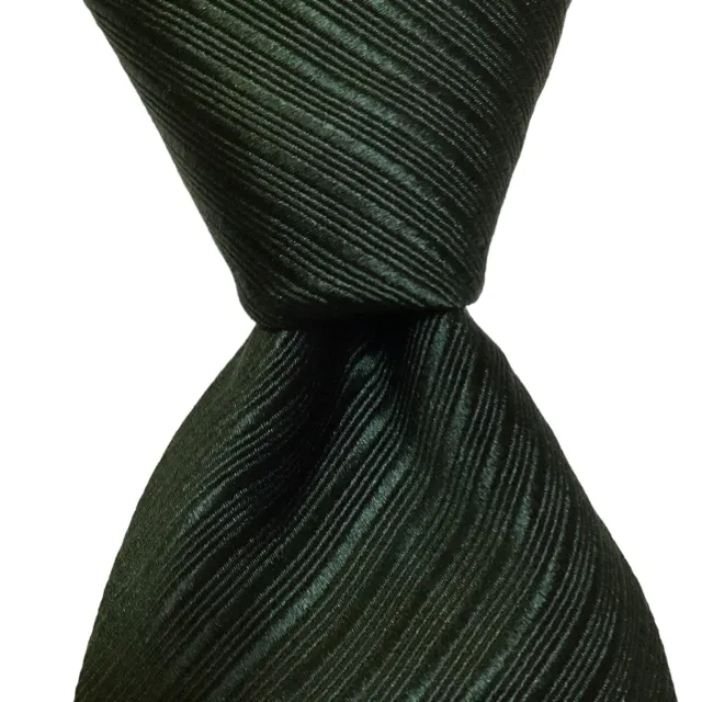 GIORGIO ARMANI Classico Mens Silk Necktie ITALY Designer SOLID STRIPED Green EUC