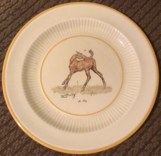 Cyril Goranoff Baby Horse Foal Plates Yellow Rim A Fly