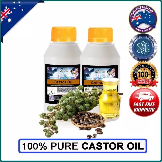 CASTOR OIL 100% PURE - COLD PRESSED HEXANE FREE 2 X 500ML Bottles