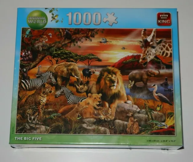 Puzzle 1000 Pièces - King - The Big Five Les 5 Grands Animaux Savane