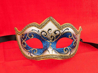 Mask from Venice Colombine IN Tip Nymph Blue Authentic Venetian 745 V39B