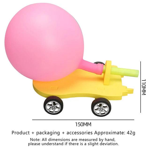1Set DIY balloon powered car recoil car science experiment material toy-xp