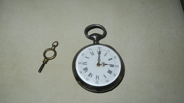 Montre à Gousset Vintage P.E Jaccotte Suisse - Argent Massif, Mécanique Manuel, Cadran émaillé, Circa 1900